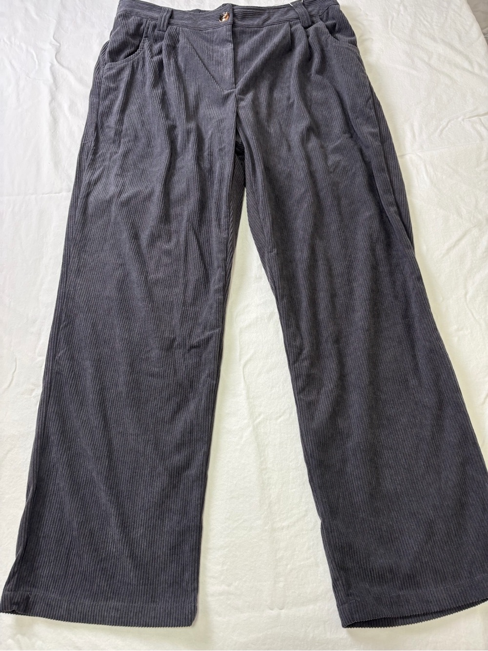 HALARA Women's Wide-Leg Corduroy Pants - Charcoal Gray